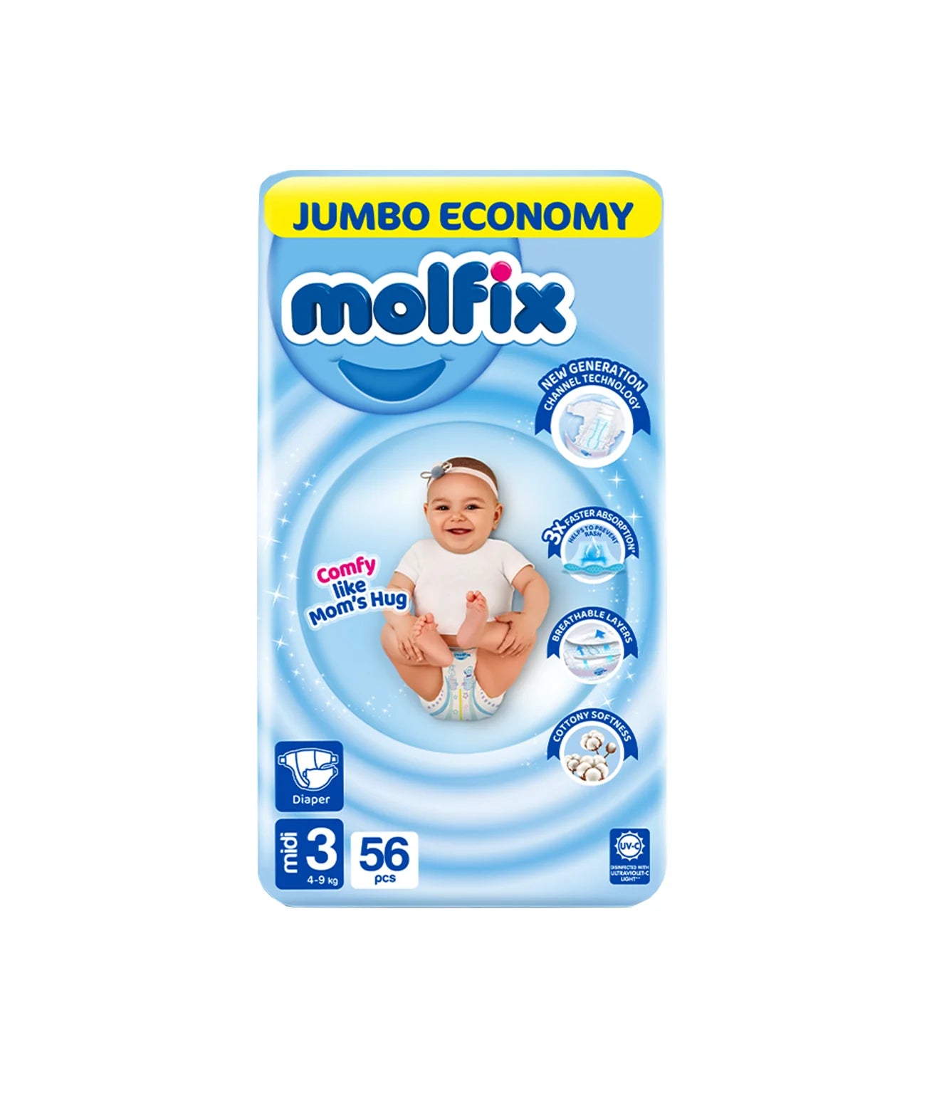 (MOLFIX) PAMPER MIDI(3) 56PC JUMBO