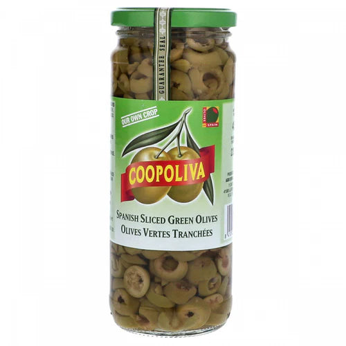 COOPOLIVE SLICED GREEN OLIVES 450G