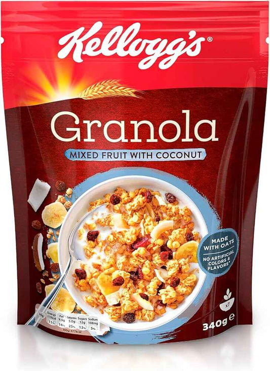 KELLOGGS GRANOLA MIXED FRUIT WITH COCONUT CORN FLA